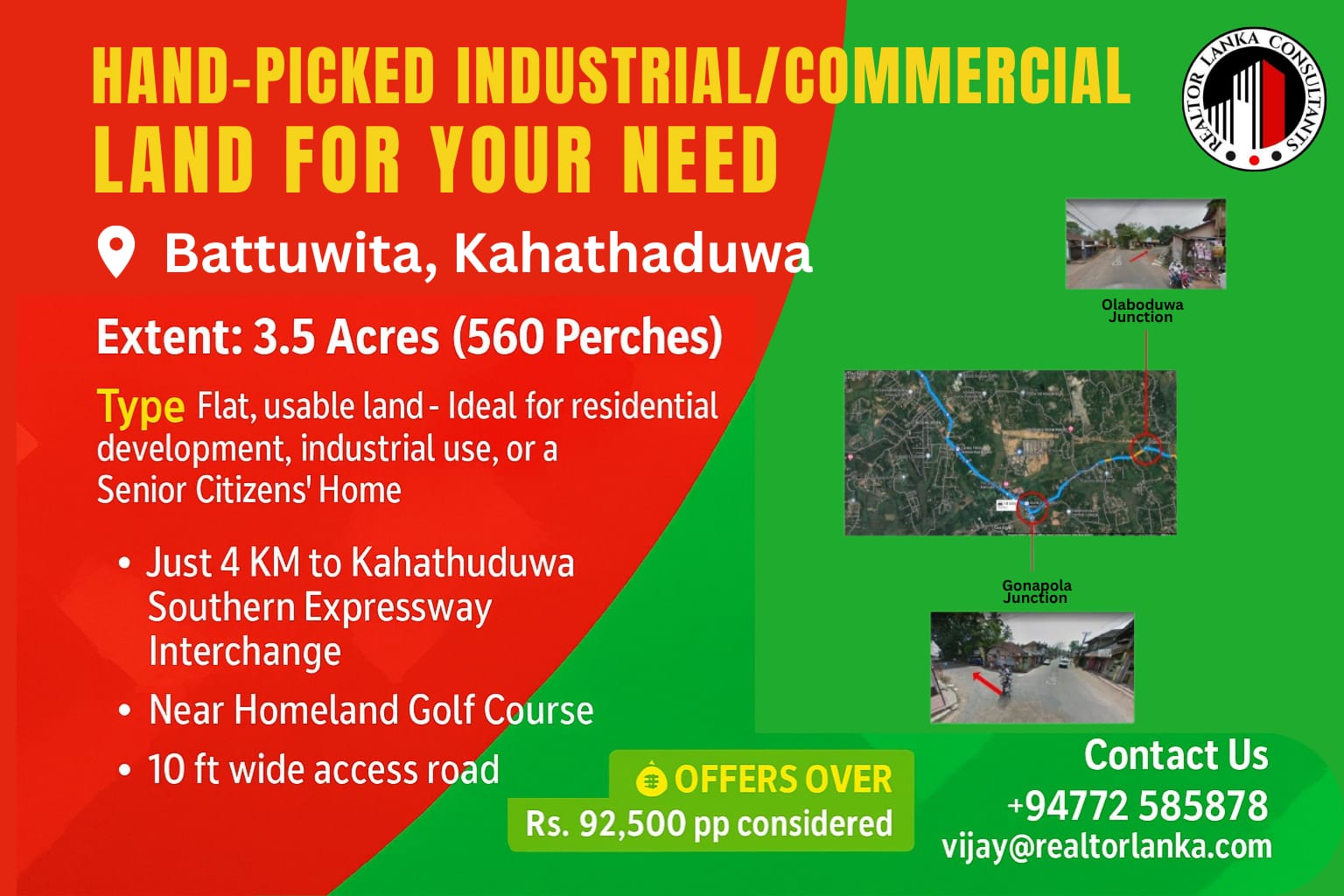 Premium Land For Sale - Kahathuduwa