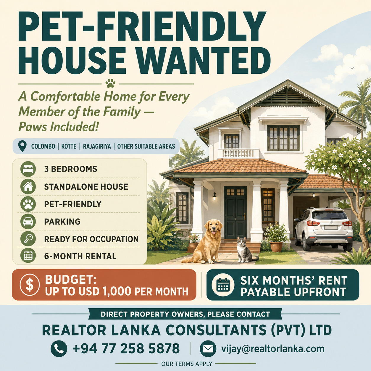 Pet Friendly House Wanted