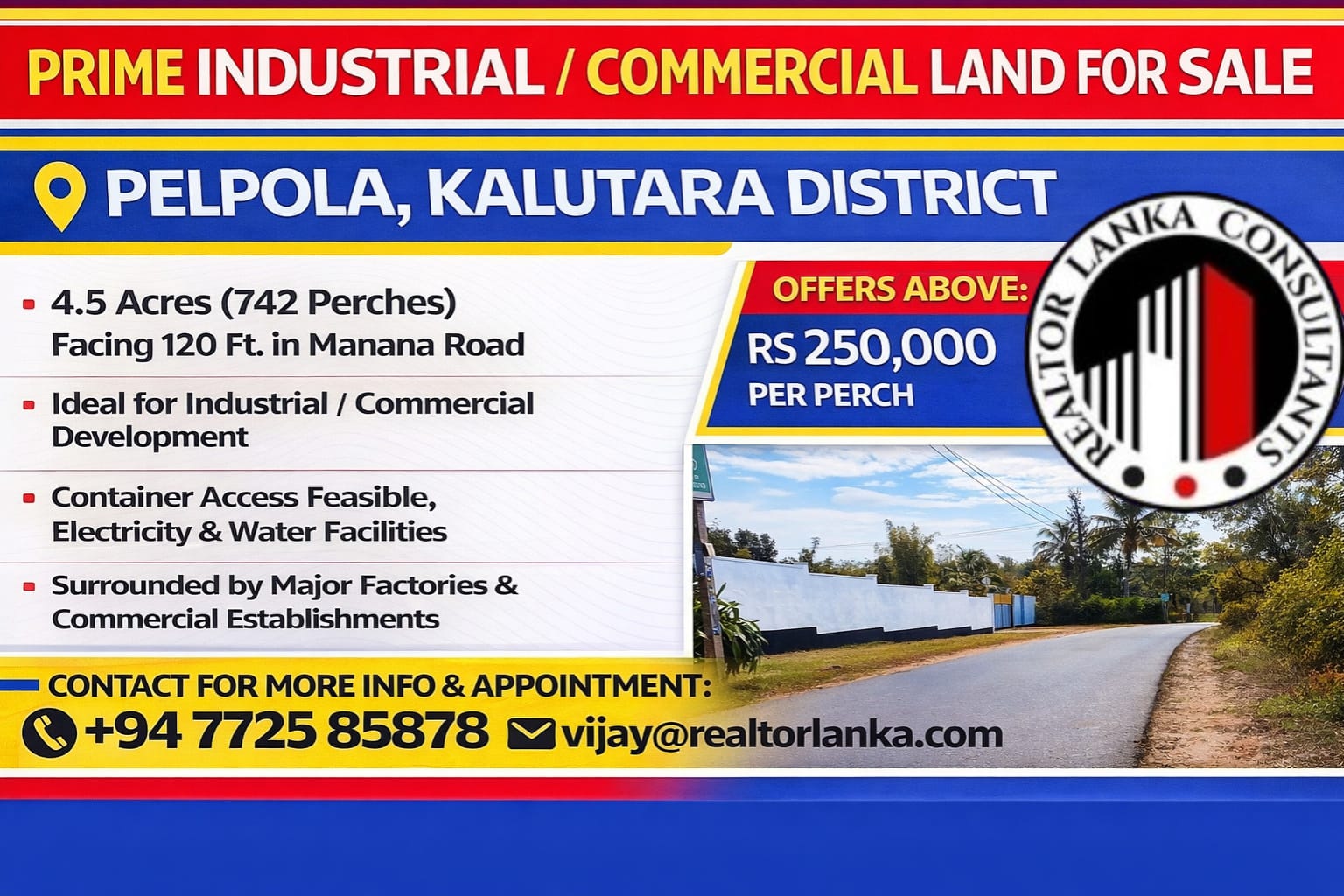 Prime Industrial/ Commercial Land For Sale