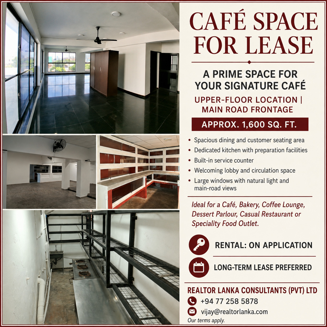 Cafe Space For Lease