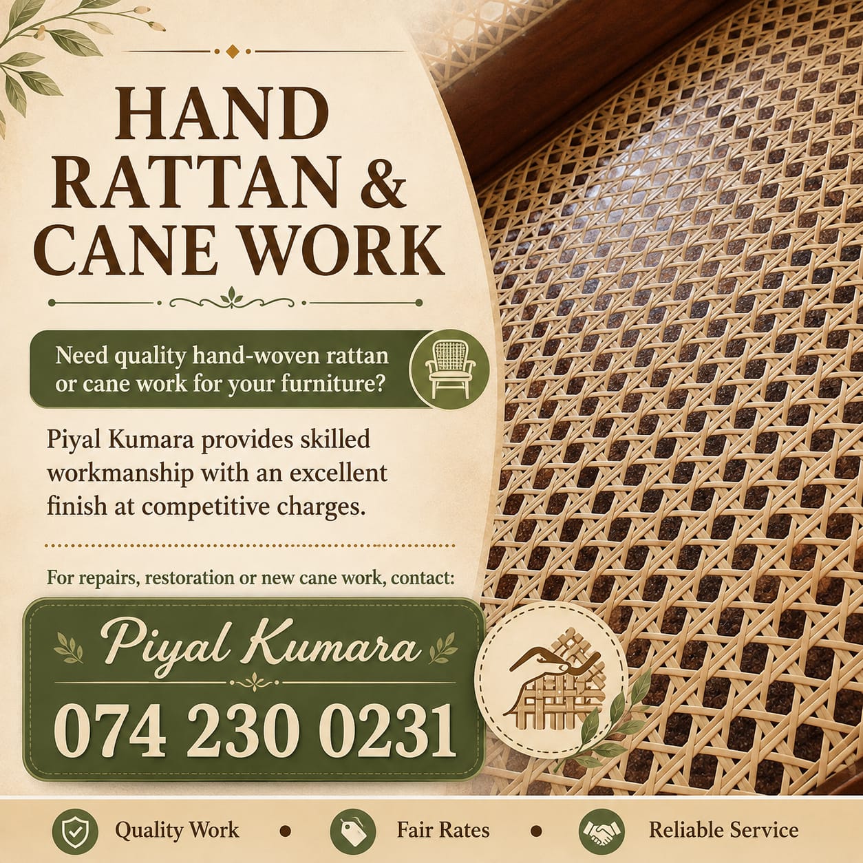Hand rattan & Cane work