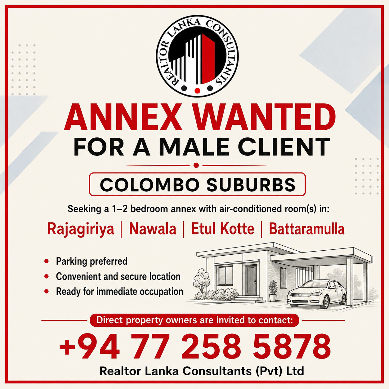 Annex Wanted - For male client