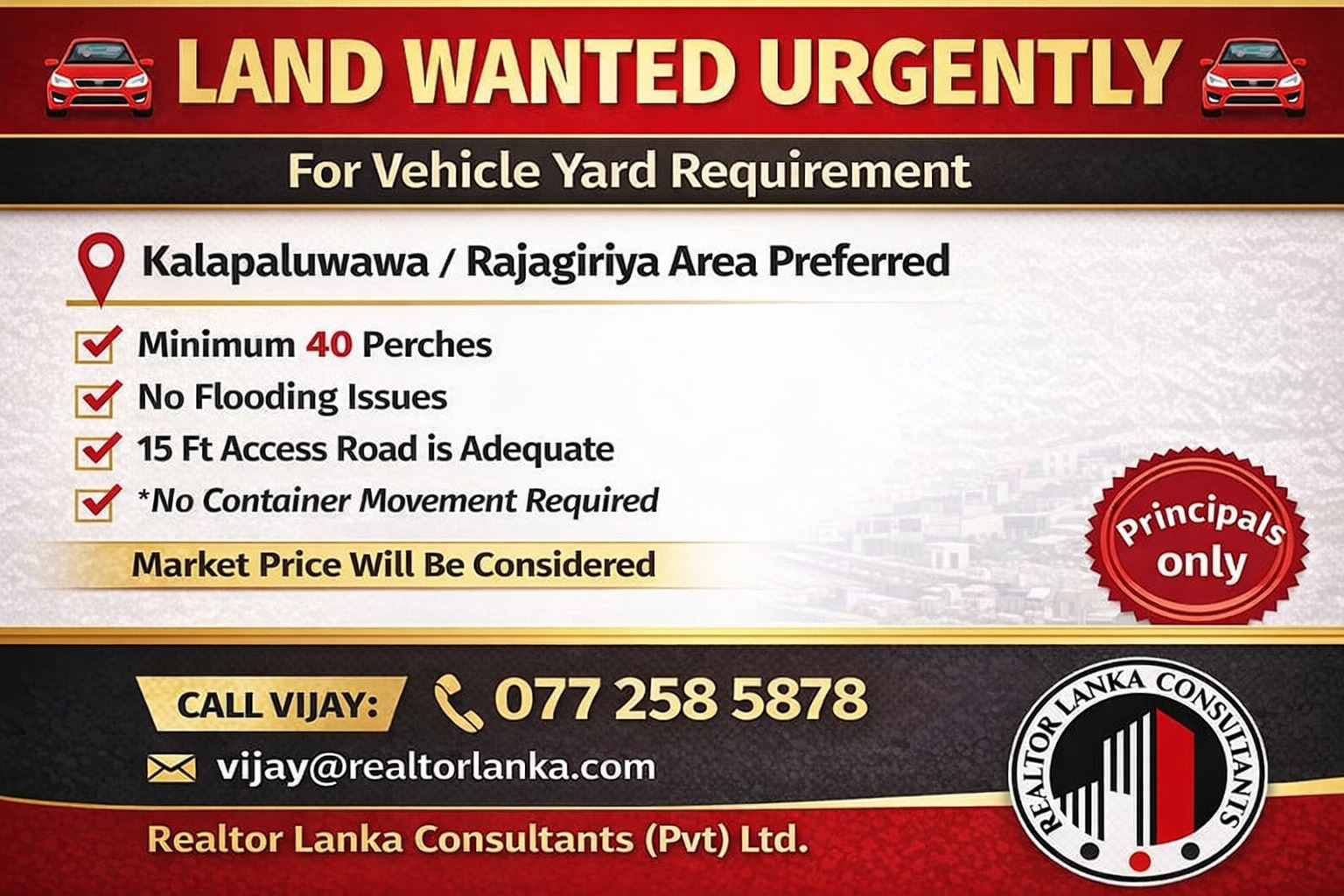 Land Wanted Urgently